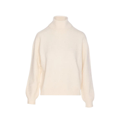 Maglia Donna a collo alto, con bordi a costine e decorato con micro paillettes